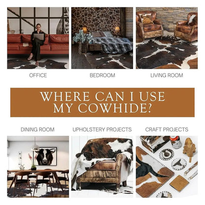 100% Genuine Tricolor Cow Skin Leather Cowhide Rug & Floor Carpet