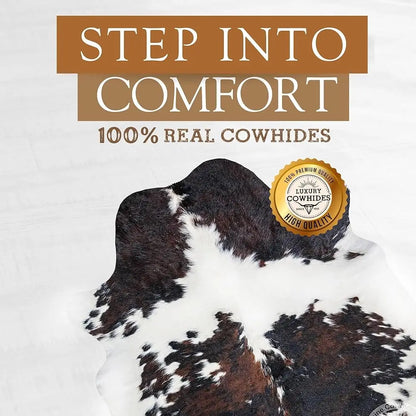 100% Genuine Tricolor Cow Skin Leather Cowhide Rug & Floor Carpet