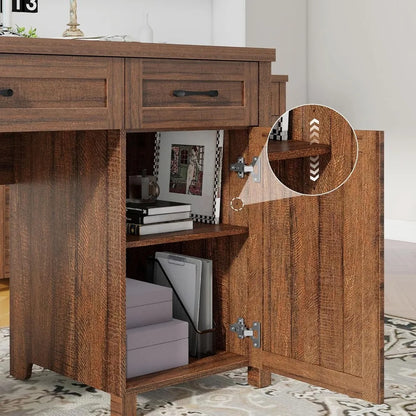 Farmhouse 47" , Computer Desk with Drawers and Storage Cabinet, Workstation, Computer Desk for Home Office