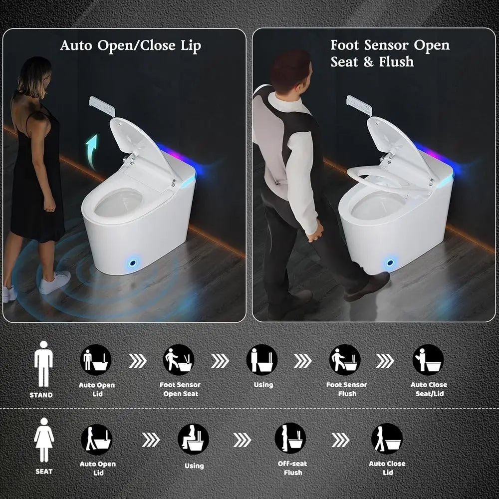 Smart Toilet with Bidet Built in, with Heated Seat and Night Light, Tankless Toilet for Bathroom, One Piece