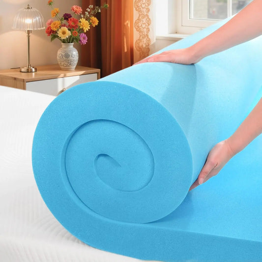 Gel Infused Memory Foam Mattress Topper, 4 Inch Soft Bed Pad for Mattress, Sofa, Blue