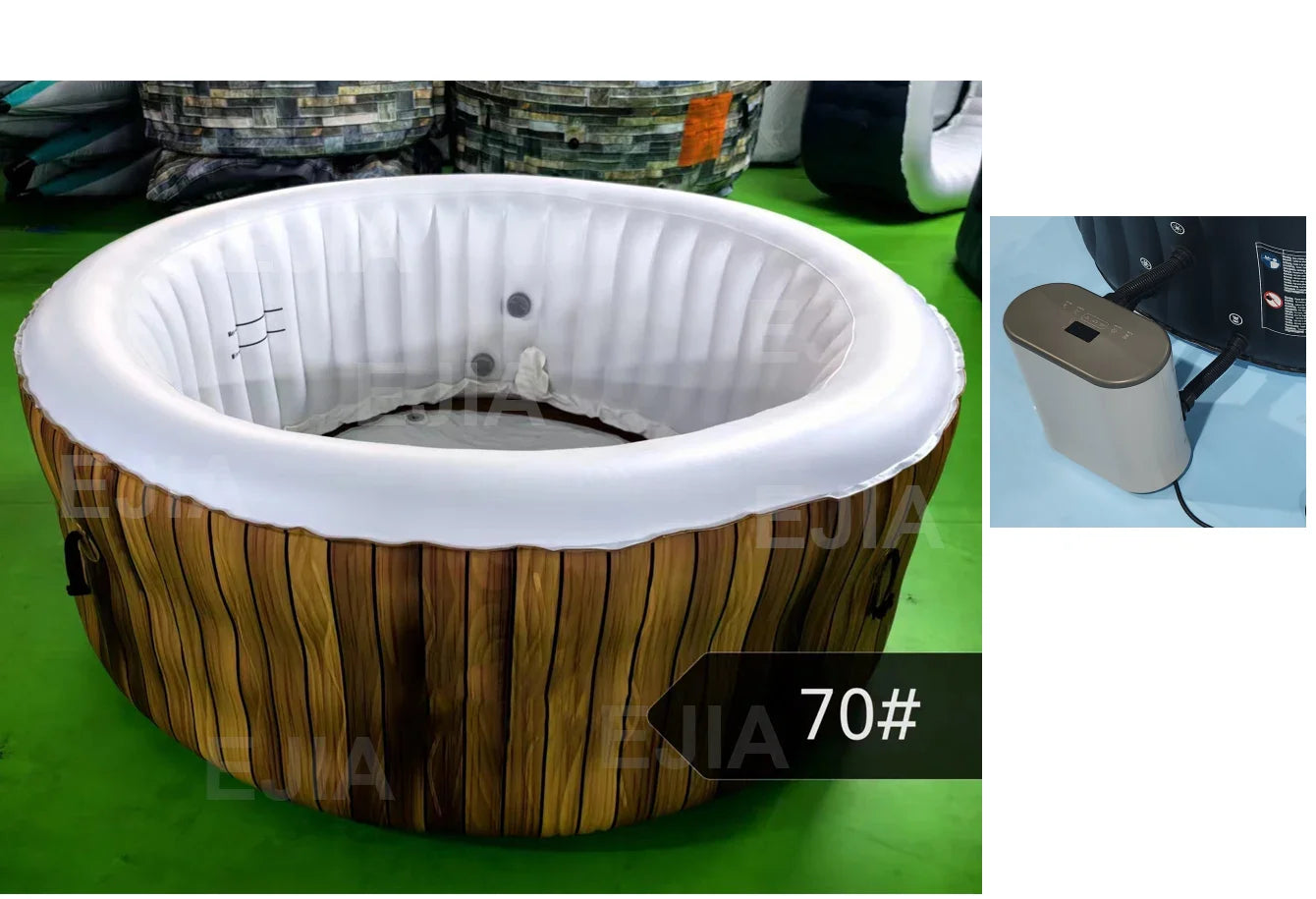 2-4 Person Inflatable Hot Tub, Round, Portable, 120 Air Jets, PVC, Outdoor Spa with Cover