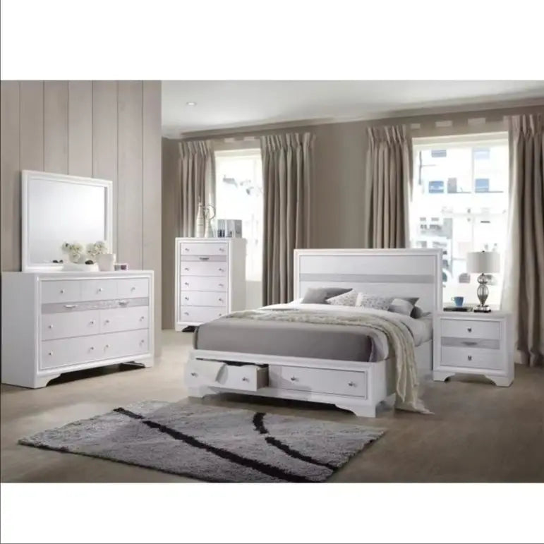 Traditional Queen 5 Pc Storage Bedroom set made with Wood