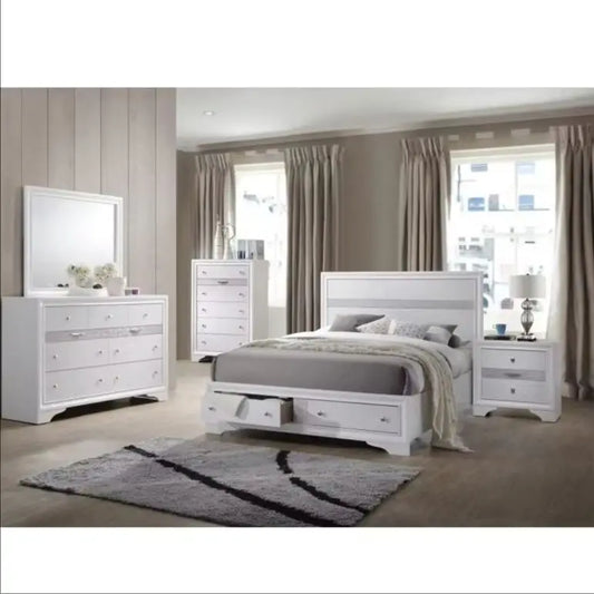 Traditional Queen 5 Pc Storage Bedroom set made with Wood