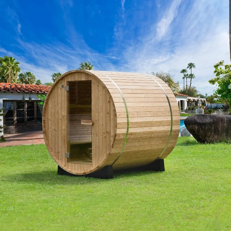 Luxury, Home Sauna, 4-Person Barrel Style with Harvia Heater