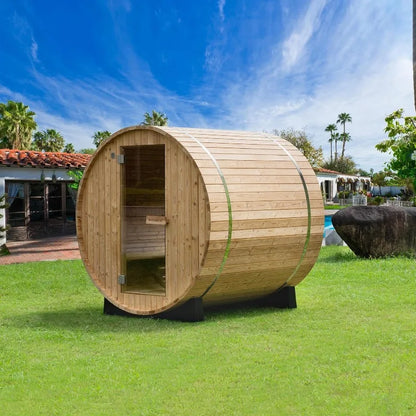 Luxury, Home Sauna, 4-Person Barrel Style with Harvia Heater