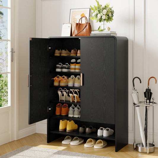 Shoe Cabinet, 6-Tier Shoe Storage Cabinet for Entryway, 45'' Large Wooden Shoe Organizer