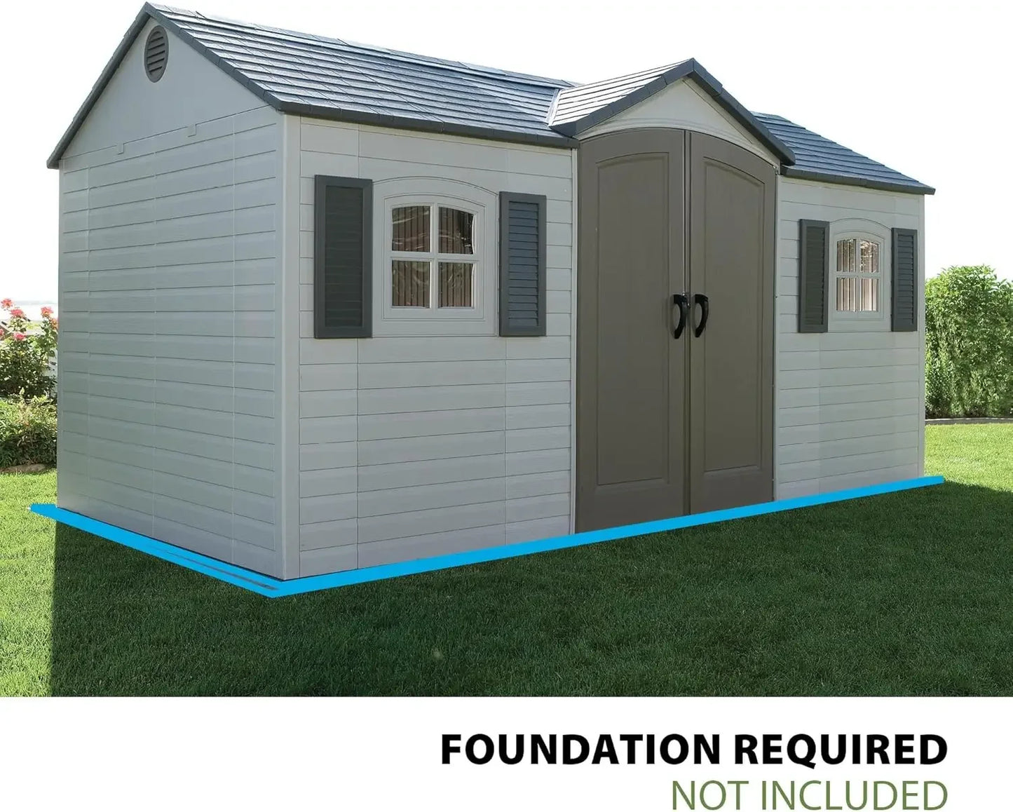 Outdoor Storage Shed 8x15 Foot- Desert Sand, Heavy Duty Waterproof, UV Resistant Metal Frame Garden Shed