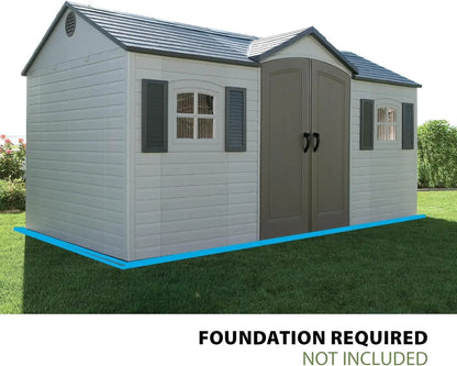 Outdoor Storage Shed 8x15 Foot- Desert Sand, Heavy Duty Waterproof, UV Resistant Metal Frame Garden Shed