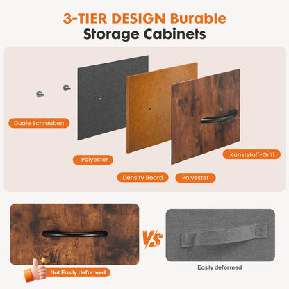 48 IN. Dresser For Bedroom With 5 Fabric Drawers ,Wardrobe, Steel Frame, Storage Cabinet