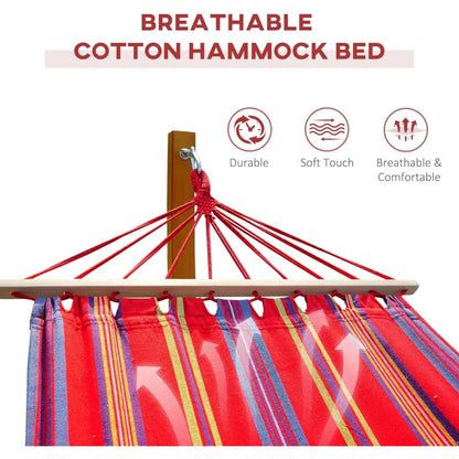 10' Wood Outdoor Hammock, with Stand Rainbow Bed, Heavy Duty Roman Arc for Patio, Backyard