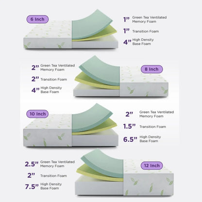 6 Inch Green Tea Infused Memory Foam Mattress, Twin Size, CertiPUR-US Certified, Bed in a Box