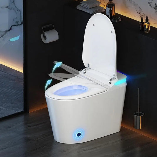 Smart Toilet with Bidet Built in, with Heated Seat and Night Light, Tankless Toilet for Bathroom, One Piece