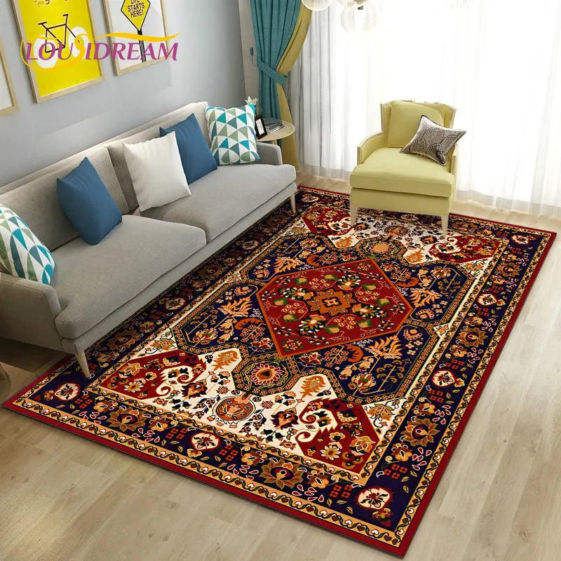 Turkish Bohemian Persian Area Rug Large, Carpet Rug for Living Room Bedroom Sofa Doormat Decoration, Kitchen Non-slip Floor Mat