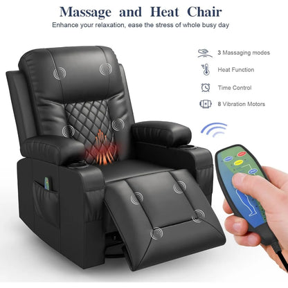 Massage Rocker Chair: Heated,  360-Degree Swivel Lounge Seat
