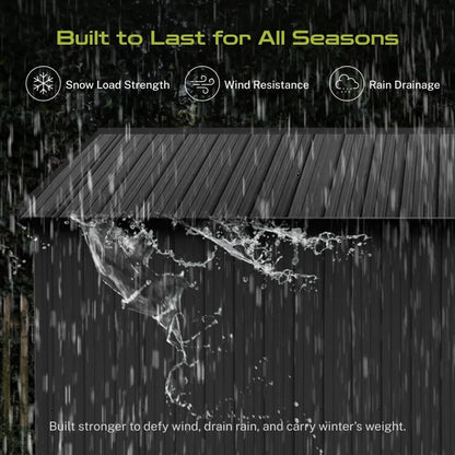 12x10 Ft Storage Shed Outdoor, XL Permanent Steel Building with Window, Sliding Doors and 4 Air Vents for Backyard, Garden, Patio