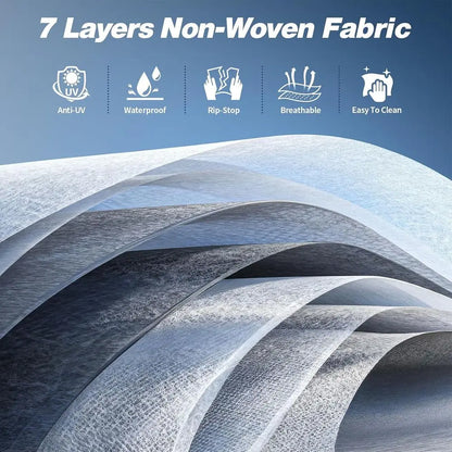 7 Layers Waterproof Camper Cover with Tongue Jack Cover, Windproof Travel Trailer Cover with Gutter Cover, Fit for 27-30ft