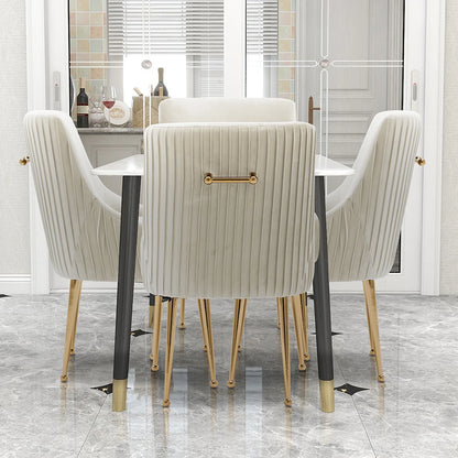 Glam Boucle Pleated Velvet Dining Chair Set of 4 with Rear Handle