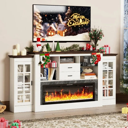 Electric Fireplace with Mantel Fireplace, TV Stand Featuring 42 Electric Fireplace for 65 Inch TV