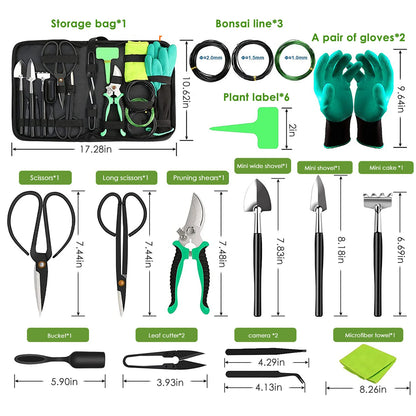 Bonsai Tree Set 24 Piece Bonsai Tool Set, High Carbon Steel, Including Pruning instructions