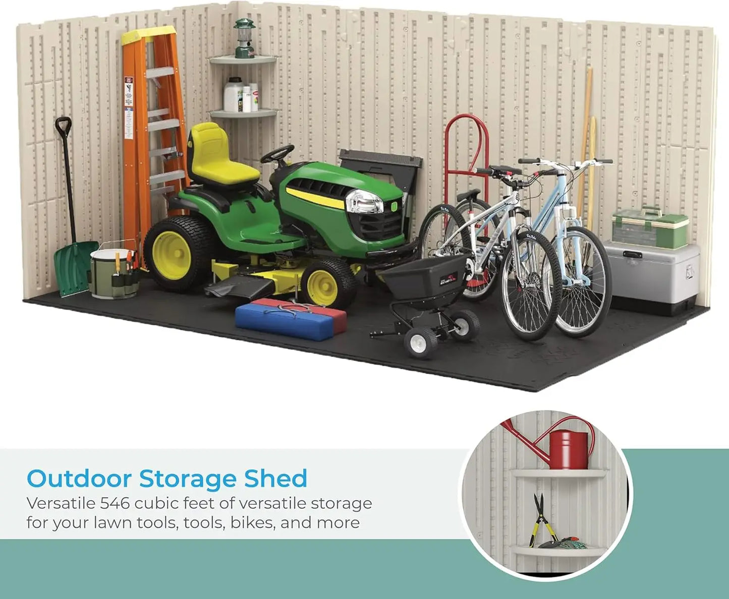8’x10 Resin Shed, Vanilla & Slate – Backyard Storage Unit with Skylights, Reinforced Floor & Double Doors