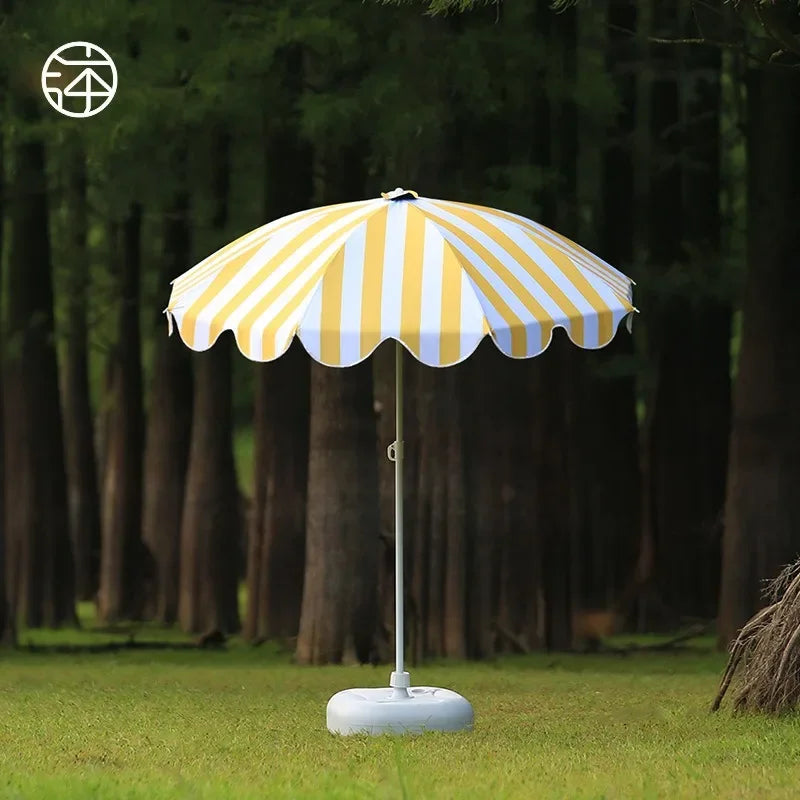Patio Umbrella, Strip Style, Large Beach Umbrella, Outdoor, Garden Sun, Umbrella Big Size with Base