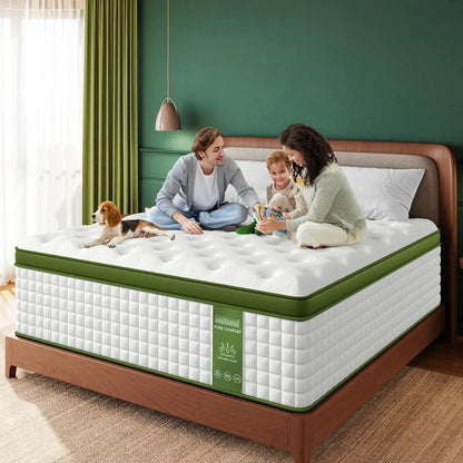 12'' Full/King/Queen Size Mattress, Hybrid Mattress, Gel Memory Foam & Pocket Springs for Pressure Relief & Support