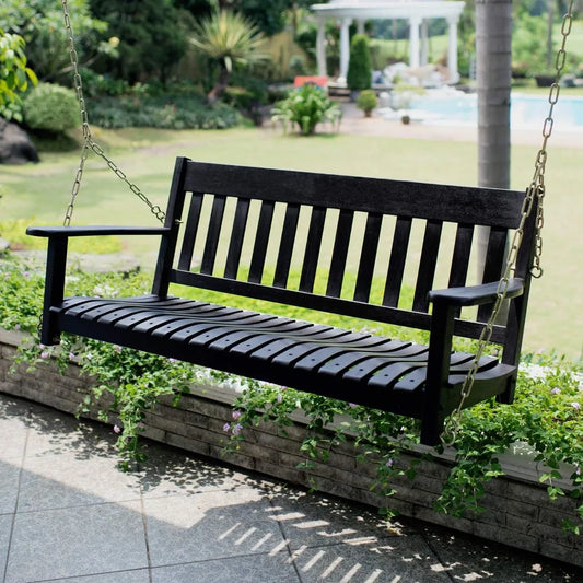 Hot Sale - Solid Wood Bentley Porch Swing, Black – Durable Outdoor Swing for Patio, Porch, Garden, Deck