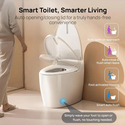 Smart Toilet with Bidet Built-in: Bidet Toilet with 4 Washing Modes Child Friendly, Toilet Bidet with Heated Seat, One Piece
