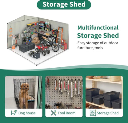 12x14 FT Outdoor Storage Shed, Garden Shed with Updated Frame Structure , Metal Tool Sheds