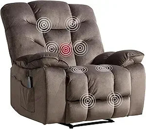 "spacious electric recliners with massage and heating, 41" wide recliner with power functions and usb port, ventilated cover"