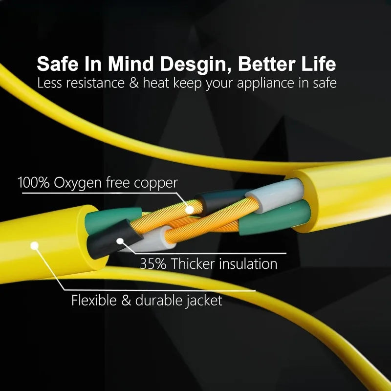 100 Ft 12/3 Gauge Heavy Duty Outdoor Extension Cord Waterproof With Lighted, Flexible Cold Weather 3 Prong Electric Cord Outside