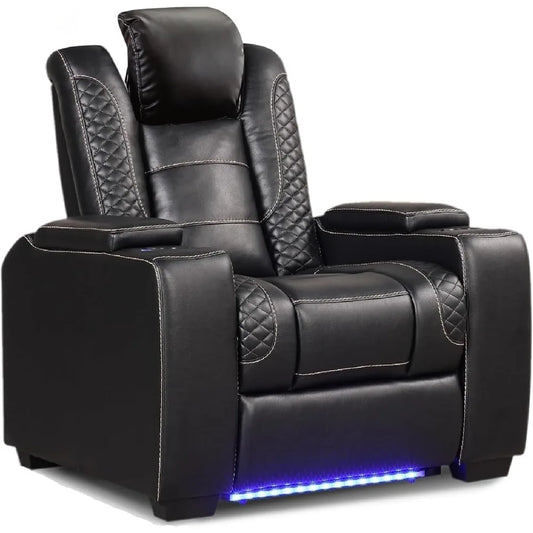 Power Recliner Home Theater Seating, Electric Recliner Chair with Adjustable Headrest,PU Leather