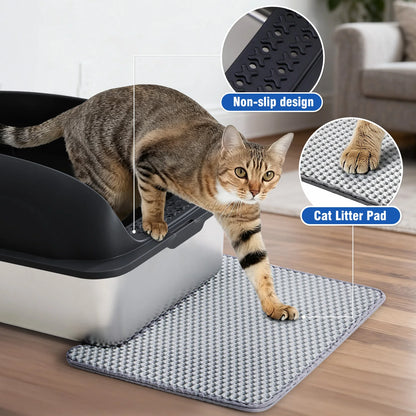 Stainless 24IN Steel Cat Litter Box with Lid, for Big Cats, Anti-Urine Leakage, Scoop and Mat Included
