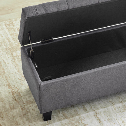 42'' Storage Ottoman Bench, Tufted Entryway Bedroom Bench Footrest Stool w/ Flipping Lid Safety Hinge 66 L Storage Space