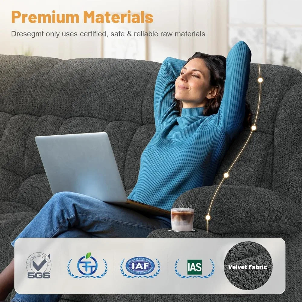 Loveseat, Recliner Sofa, Flip Middle Backrest Design,  with Storage Drawer, USB Ports & Cup Holders, Manual C