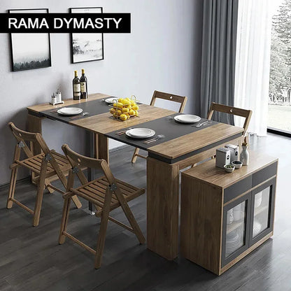 Extendable Dining Table, Rectangle Sideboard With Storage