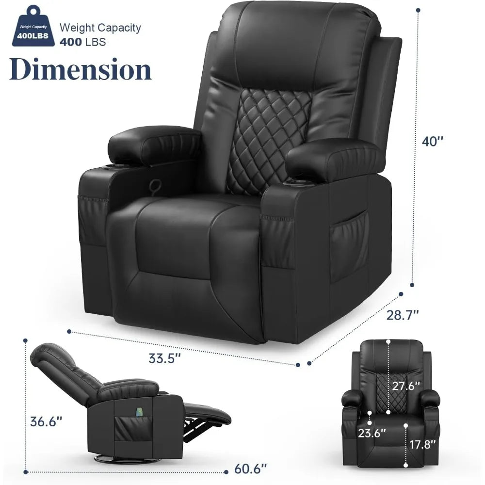 Massage Rocker Chair: Heated,  360-Degree Swivel Lounge Seat