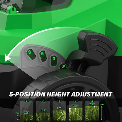 Customizable Electric Lawn Mower Cordless, 13 Inch 20V Lawn Mowers with Brushless Motor, 2-in-1 Lawn Mower,