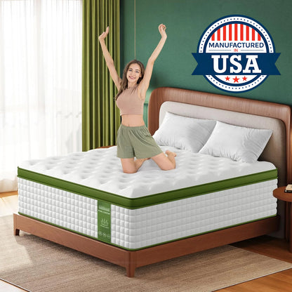 12'' Full/King/Queen Size Mattress, Hybrid Mattress, Gel Memory Foam & Pocket Springs for Pressure Relief & Support