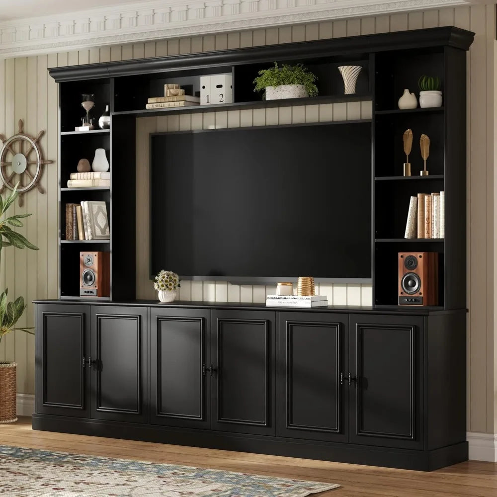 4-Piece Wall Unit Entertainment Center with Bookshelves for TVs up to 70,TV Stand