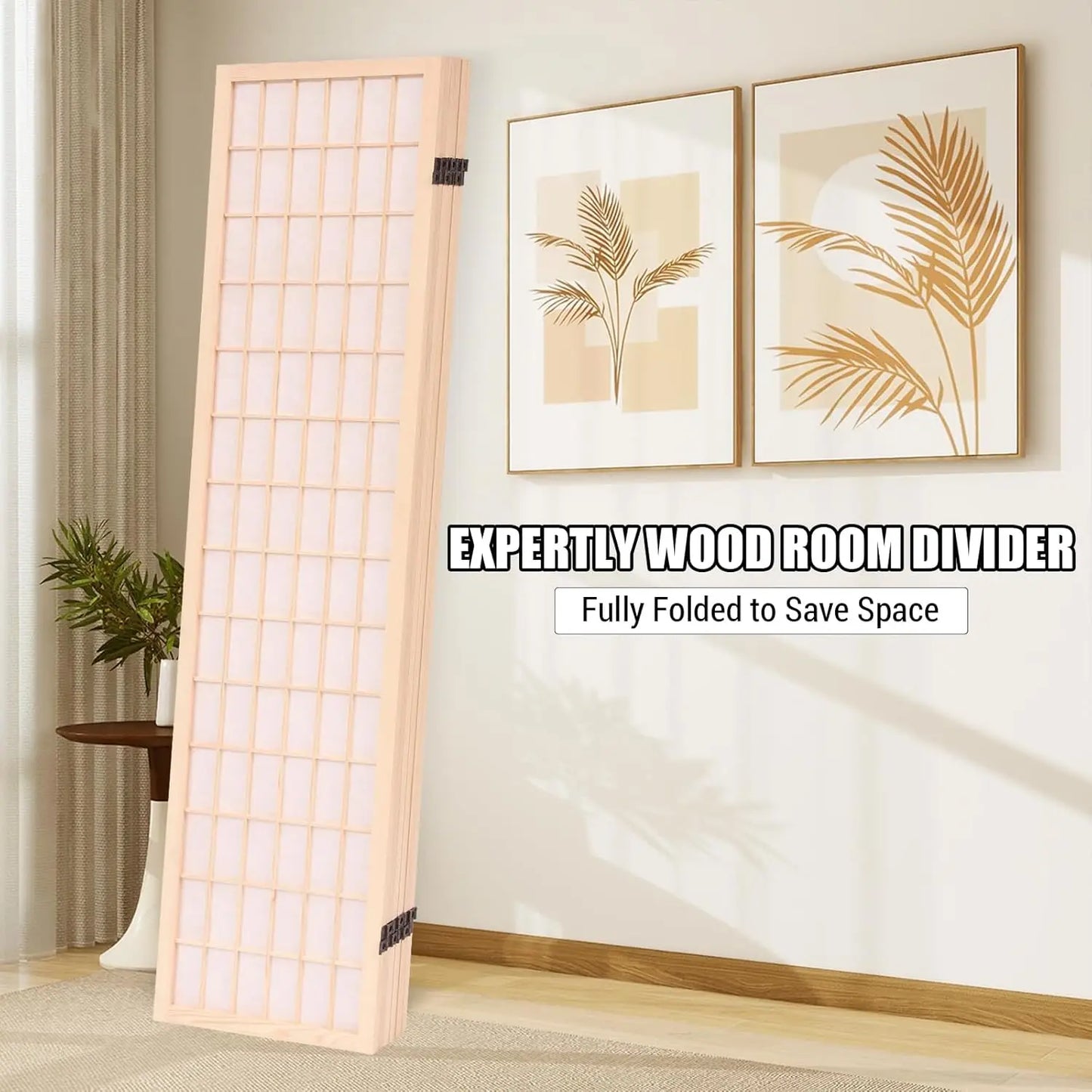 Japanese Shoji Screen Room Divider – Folding Wooden Privacy Panel for Home, Office & Garden