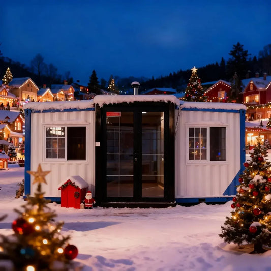 20ft Prefab Tiny Home, Expandable Container House with 2 Bedroom Kitchen and Bathroom, Folding Modular Home