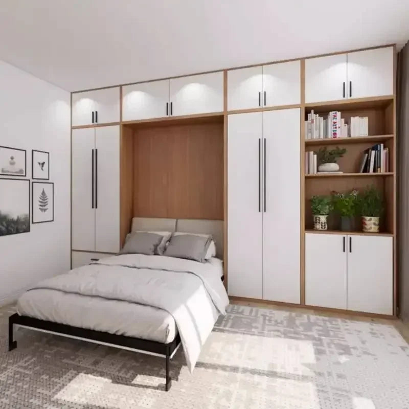 Full Murphy Bed with Closet Organizer with Drawers, Space-Saving, Hidden Bed ,for Multipurpose Room