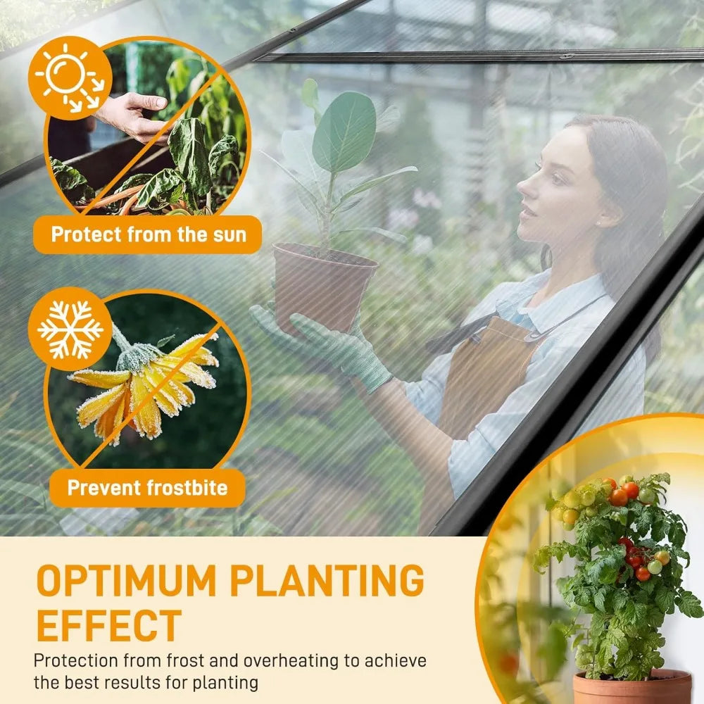 Greenhouse for Outdoors, 6x10 FT Heavy Duty Polycarbonate Greenhouse with 5 Roof Vents, Aluminum Large Walk-in Greenhouse for Ou