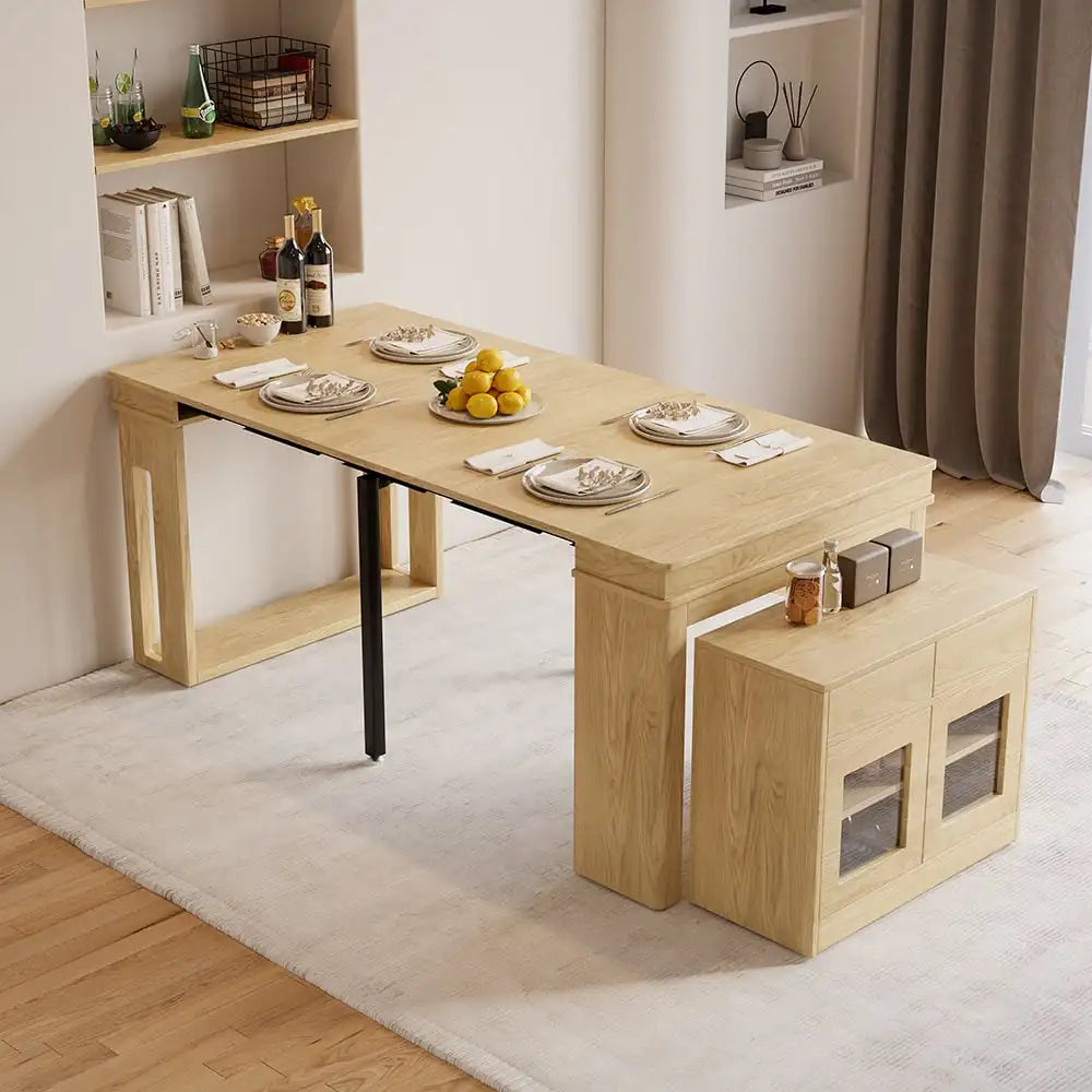 Extendable Dining Table, Rectangle Sideboard With Storage