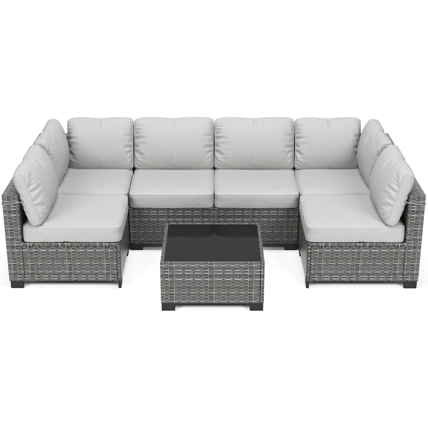 7-Piece,  Outdoor Furniture Set, PE Rattan Wicker Sectional,  Sofa Set, Perfect For Garden, Balcony, Deck ,or Patio