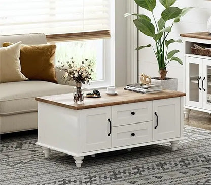 Coffee Table with Storage Cabinet,, Wood Rectangle Center Table with Drawer