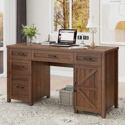 Farmhouse 47" , Computer Desk with Drawers and Storage Cabinet, Workstation, Computer Desk for Home Office