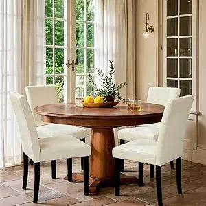 Set of 4, Faux Leather Dining Room Chairs, Upholstered Parsons Chairs, Side Chair
